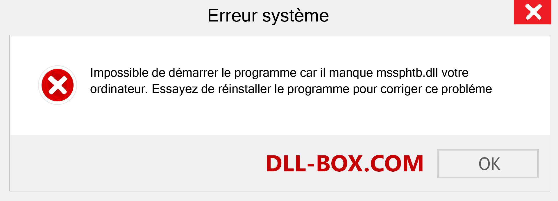 Le fichier mssphtb.dll est manquant ?. Télécharger pour Windows 7, 8, 10 - Correction de l'erreur manquante mssphtb dll sur Windows, photos, images